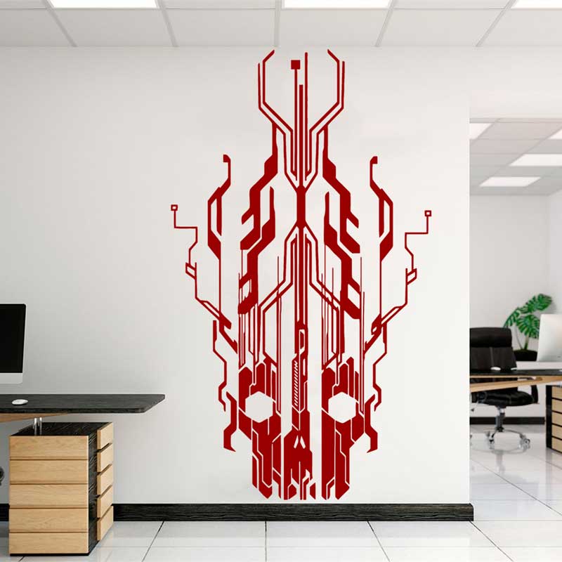 Chip Circuit Tech Skull Vinyl  - Office Tech Decor 评论和价格