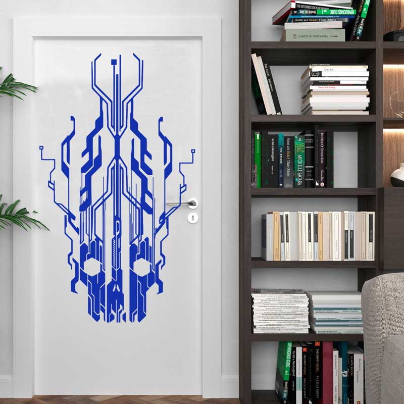 Chip Circuit Tech Skull Vinyl  - Office Tech Decor 评论和价格