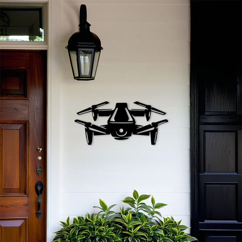 Drone Silhouette Metal Wall Ar - Office Tech Decor 评论和价格