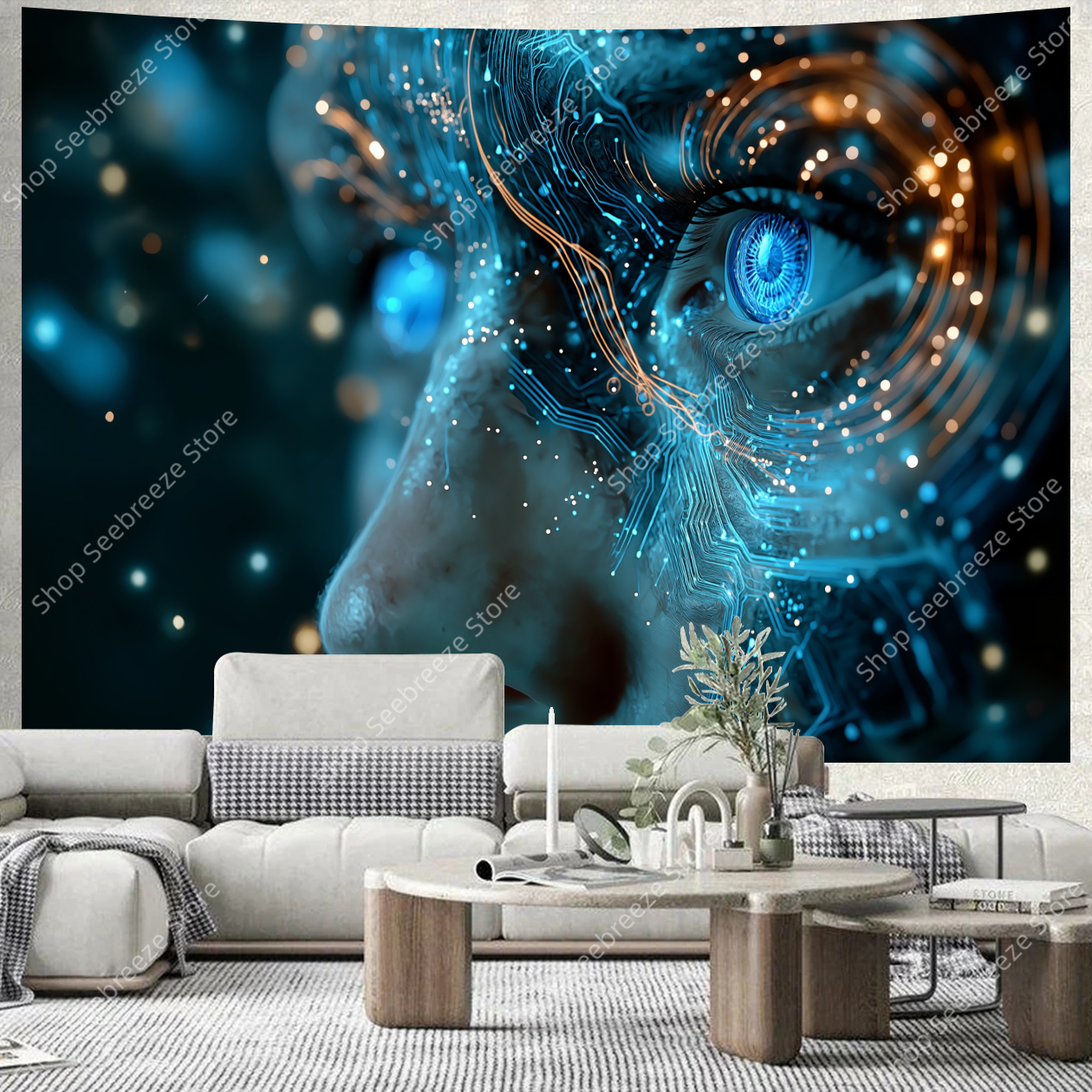 Cyberpunk Circuit Board Tapest - Tech Office Wall Art 评论和价格
