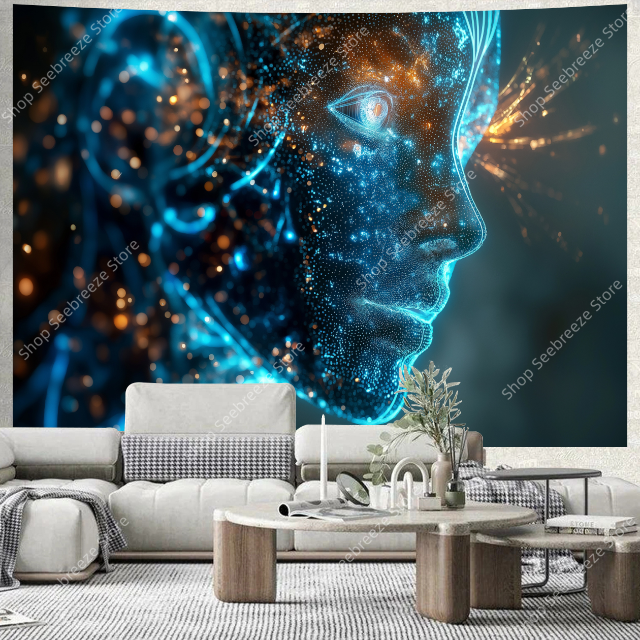 Cyberpunk Circuit Board Tapest - Tech Office Wall Art 评论和价格