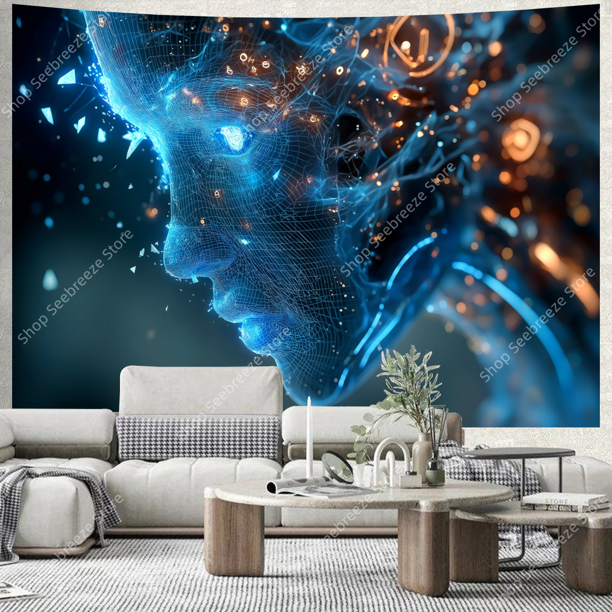 Cyberpunk Circuit Board Tapest - Tech Office Wall Art 评论和价格
