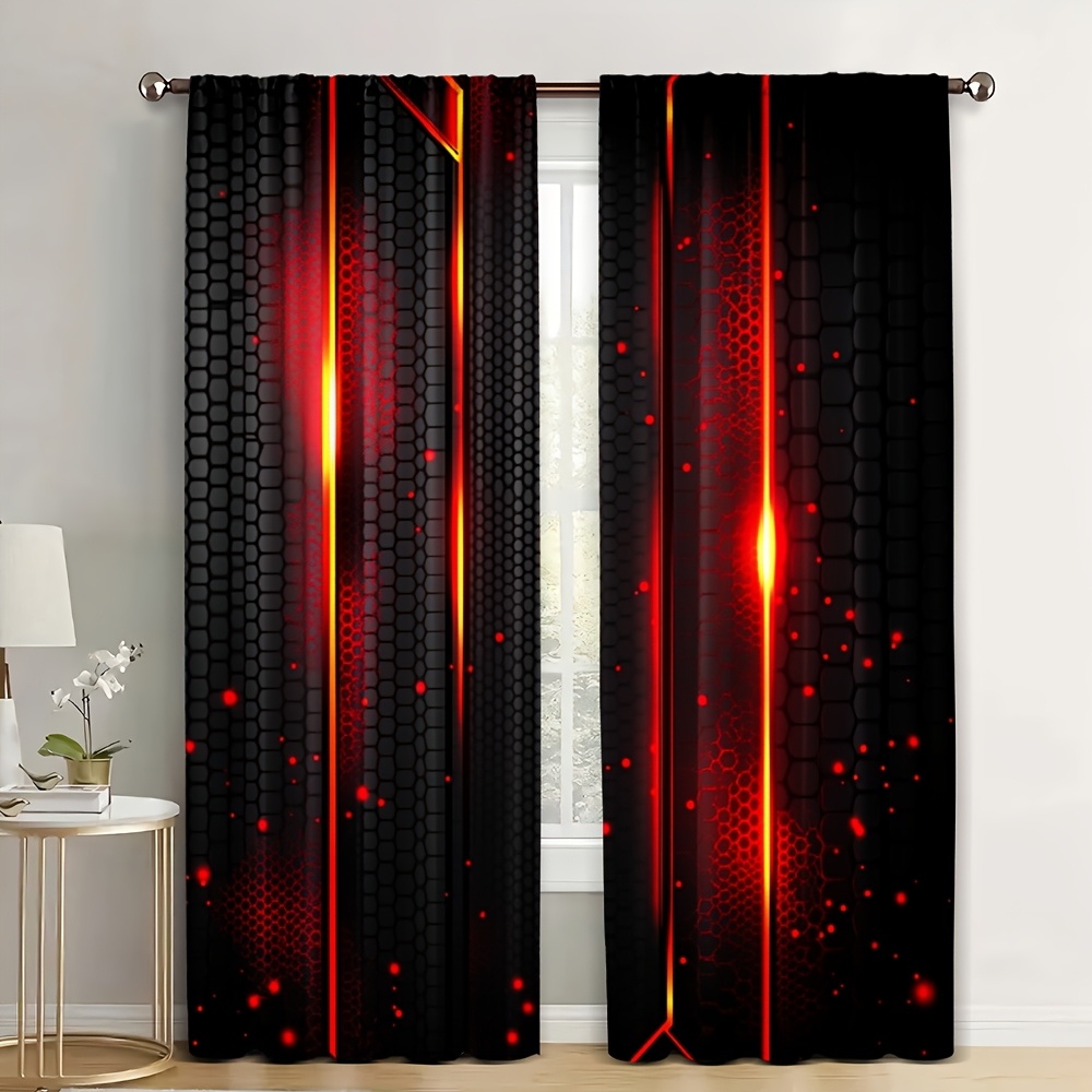 2pcs Lava Curtains Black Red C - Office Tech Decor 评论和价格