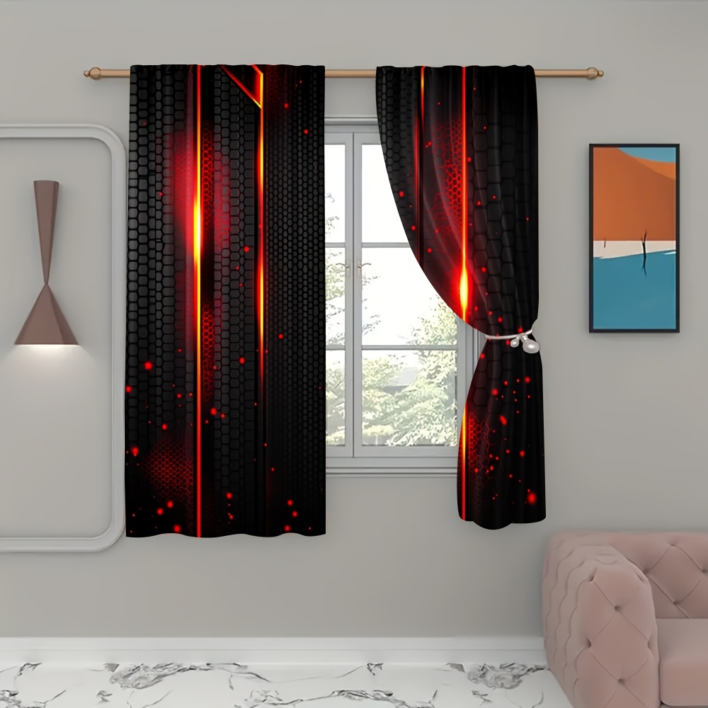 2pcs Lava Curtains Black Red C - Office Tech Decor 评论和价格