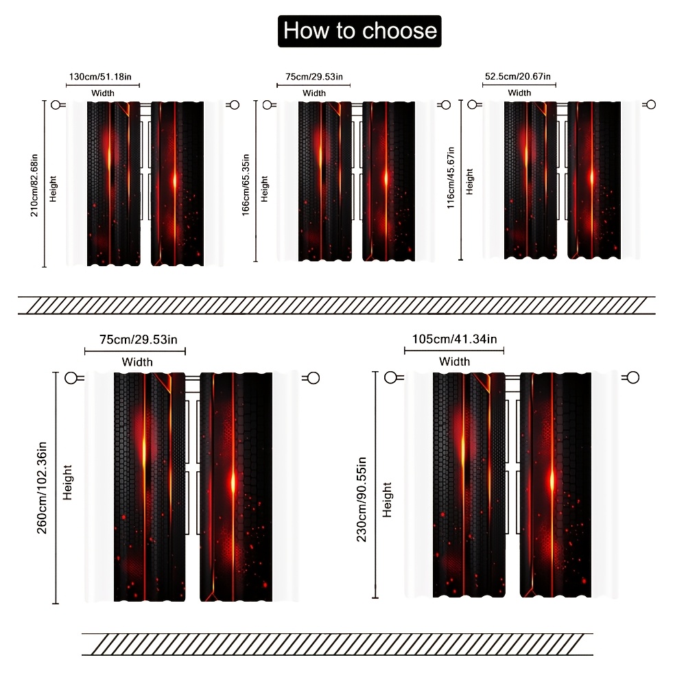 2pcs Lava Curtains Black Red C - Office Tech Decor 评论和价格