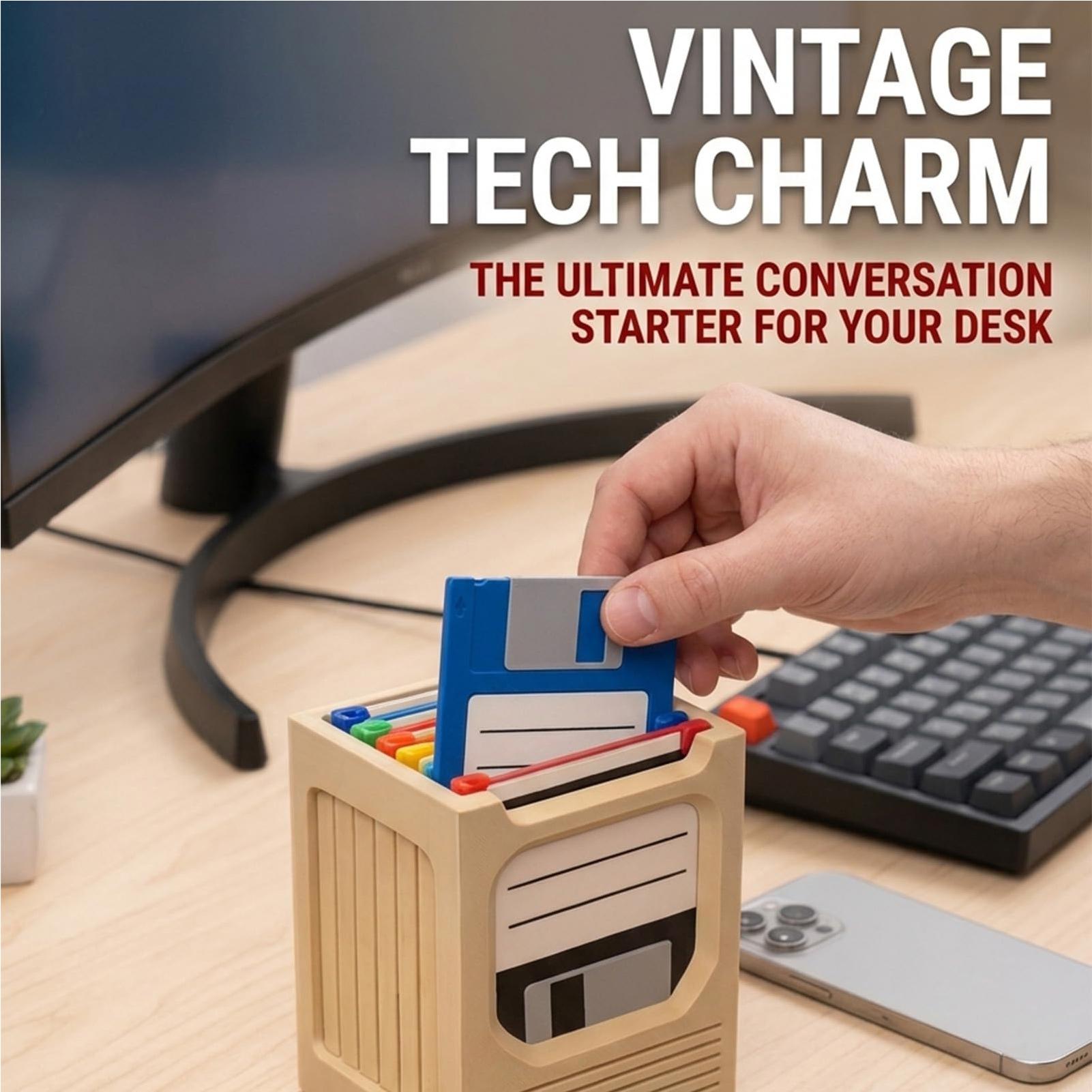Retro Tech Coaster Holder Set  - Office Tech Setup 评论和价格