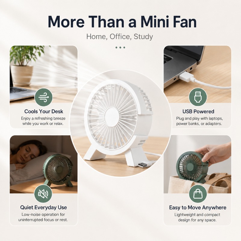 Mini USB Rechargeable Table Fa - Home Office Tech Gadgets 评论和价格