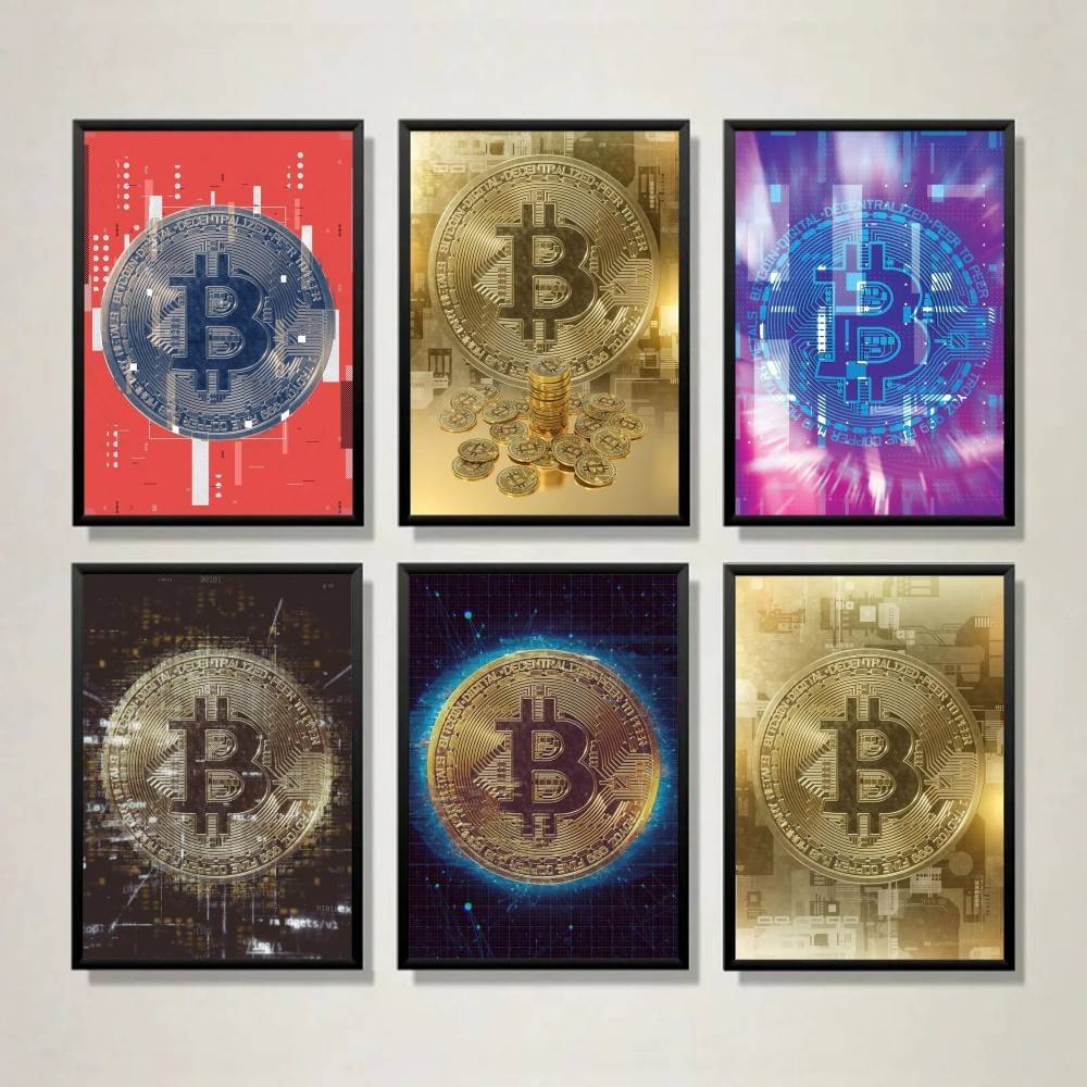 Cyber Tech Circuit Golden Coin - Tech Office Wall Art 评论和价格