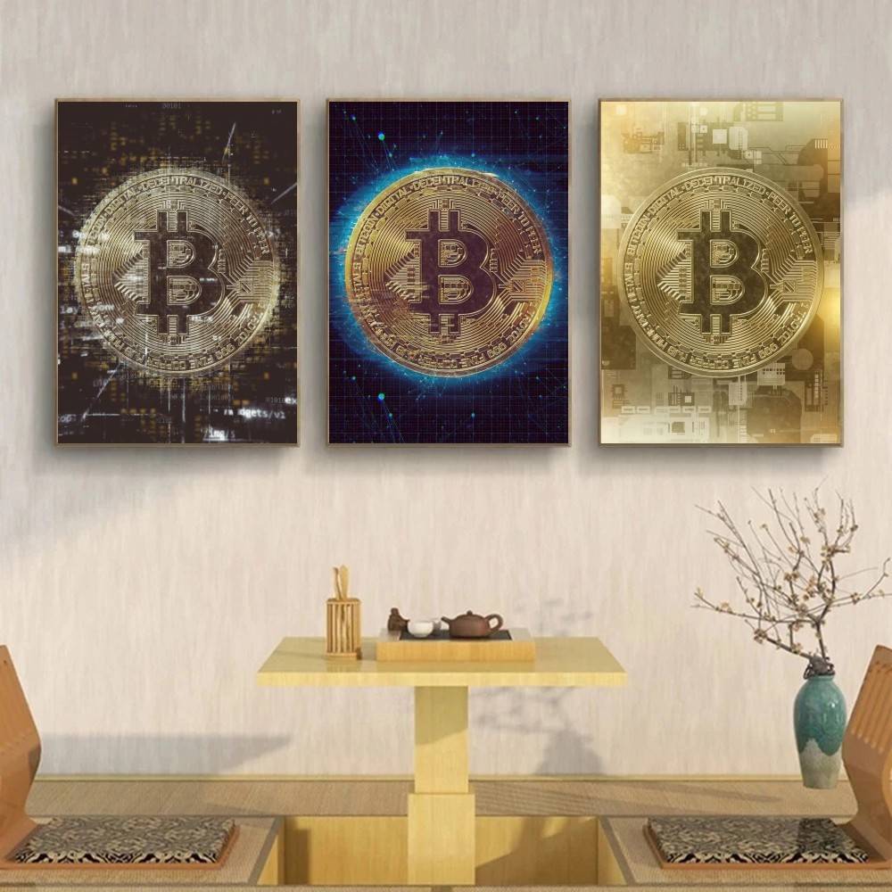 Cyber Tech Circuit Golden Coin - Tech Office Wall Art 评论和价格