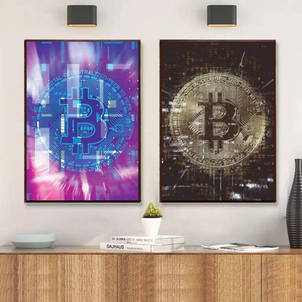 Cyber Tech Circuit Golden Coin - Tech Office Wall Art 评论和价格