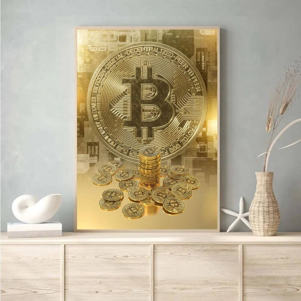 Cyber Tech Circuit Golden Coin - Tech Office Wall Art 评论和价格