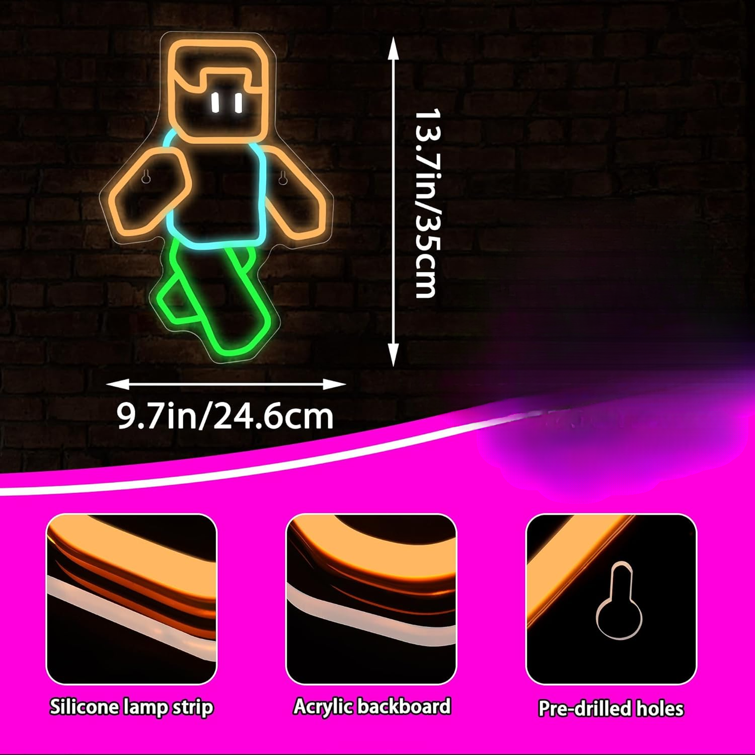 Pixel Art Character Neon Sign  - Tech Office Wall Art 评论和价格